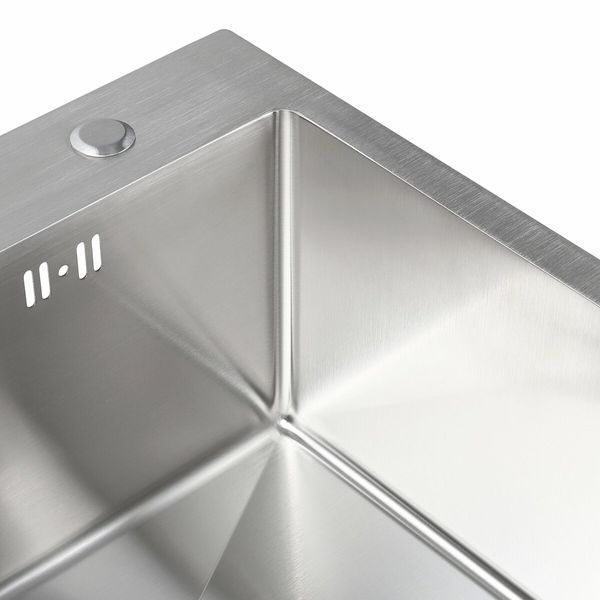 Кухонна мийка 50*50 нержавійка Platinum Handmade (сифон круглий, 3,0/0,8) 42620 фото
