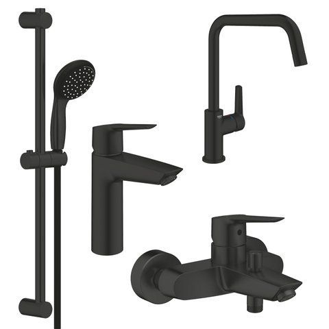 Набор смесителей 4 в 1 для ванной комнаты и кухни Grohe QuickFix Start Black M-Size UA303301MK CV033954 фото
