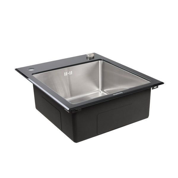 Кухонна скляна мийка Germece Handmade Black Glass (600х510х200) 2745 фото