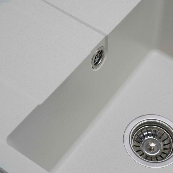 Гранітна мийка для кухні Platinum 5851 ARIA матова Білосніжна 3992 фото