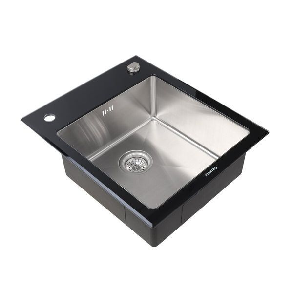 Кухонна скляна мийка Germece Handmade Black Glass (600х510х200) 2745 фото