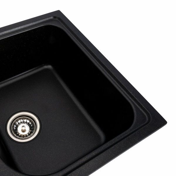 Гранітна мийка для кухні Platinum 7950 Equatoria глянець Чорний (Gold) 36407 фото