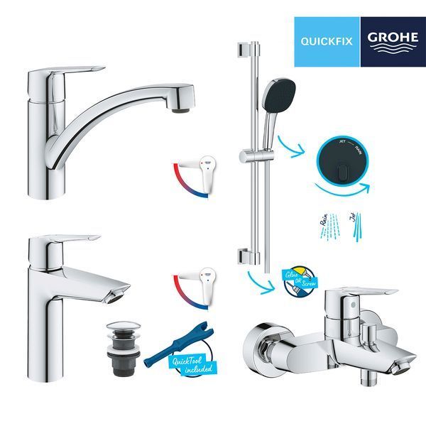 Набор смесителей 4 в 1 для ванной комнаты и кухни Grohe QuickFix Start M-Size UA202301KE CV030617 фото