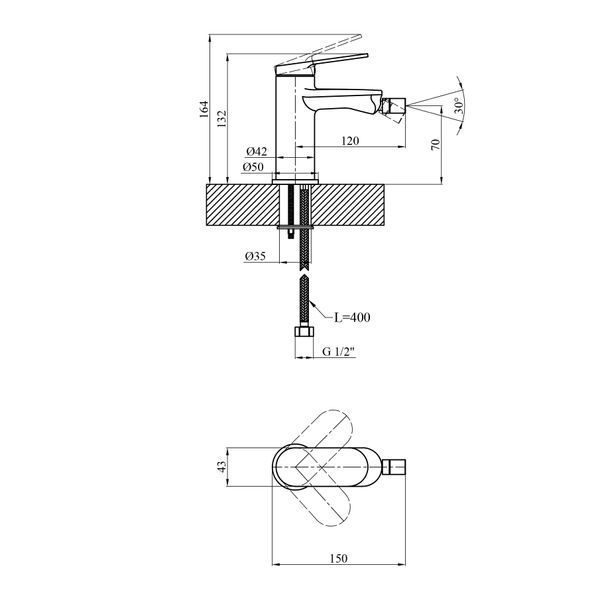 Змішувач для біде Kroner Element 211210-0101 CV035996 фото