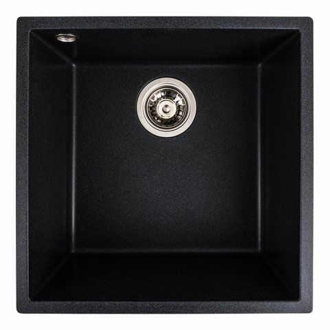 Гранітна мийка для кухні Platinum 4040 RUBA матовий карбон 41642 фото