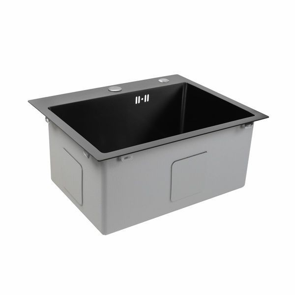 Кухонна мийка 50*45 PVD чорна Platinum Handmade (сифон круглий, 3,0/0,8) 42623 фото