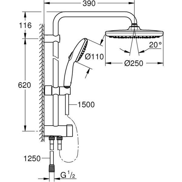 Душова система Grohe QuickFix Vitalio Start 250 266802431 CV033961 фото