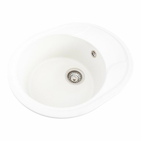 Гранітна мийка для кухні Platinum 5847 ONYX матова (білосніжна) 38966 фото