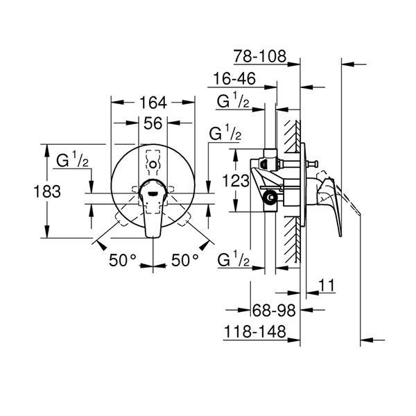 Смеситель скрытого монтажа для ванны Grohe Start Flow 29117000 CV036281 фото