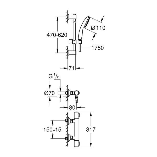 Смеситель термостатический для душа Grohe QuickFix Precision Flow 34800001 CV033241 фото
