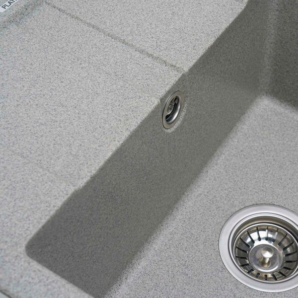 Гранитная мойка для кухни Platinum 5851 ARIA матовая Серая 4001 фото