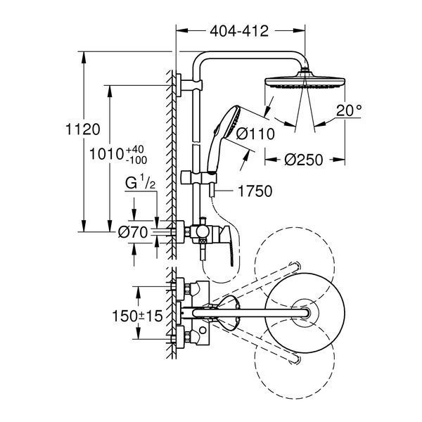 Душевая система Grohe QuickFix Vitalio Start System 250 26679001 CV033965 фото