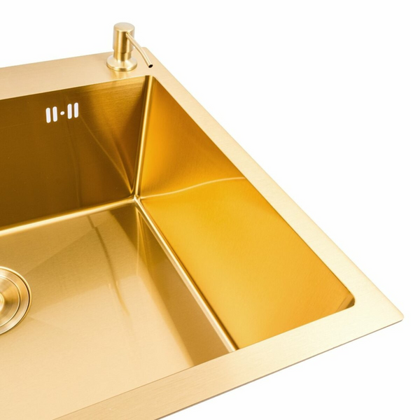 Комплект кухонной мойки Platinum 60*50 PVD ST4313 Gold SL2355 фото