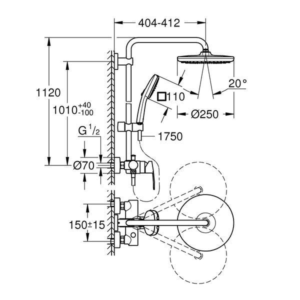 Душова система Grohe QuickFix Vitalio Comfort System 250 26985001 CV033967 фото