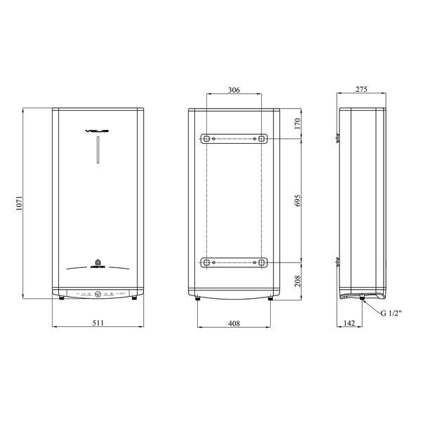 Водонагрівач Ariston Velis Tech 80 EU з мокрим ТЕНом 3100918 CV034397 фото