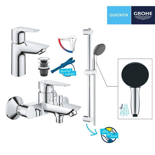 Набор смесителей 3 в 1 для ванной комнаты Grohe QuickFix StartEdge S-Size UA202501SE CV030624 фото
