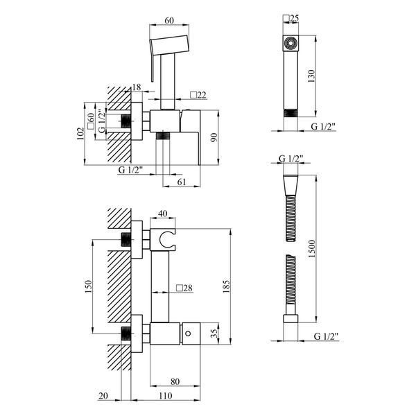 Набор 3 в 1 для ванной комнаты Kroner Edelstahl Kubus PVD063 SS12548 фото