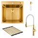 Комплект кухонної мийки Platinum 50*50 PVD ST4314 Gold SL2756 фото 1
