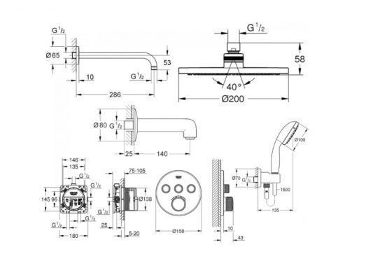Душова система Grohtherm SmartControl UA3461402L Grohe UA3461402L фото