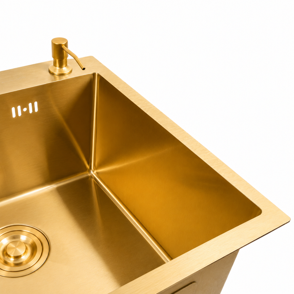 Комплект кухонної мийки Platinum 50*50 PVD ST4313 Gold SL2741 фото