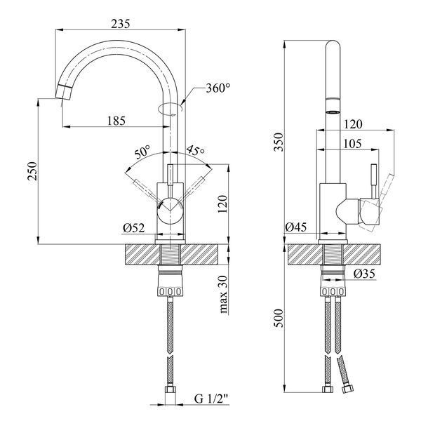 Комплект кухонной мойки KRP Geb&uuml;rstet-4545HM ST63755 фото