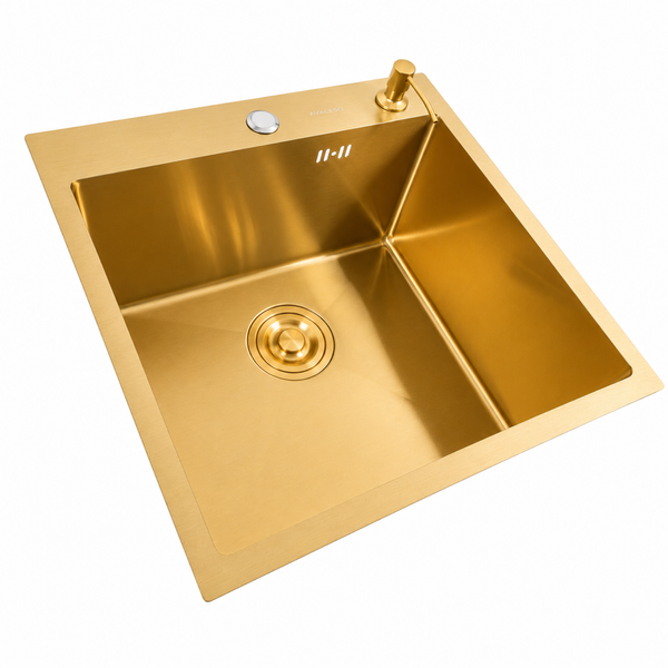 Комплект кухонної мийки Platinum 50*50 PVD ST4313 Gold SL2741 фото