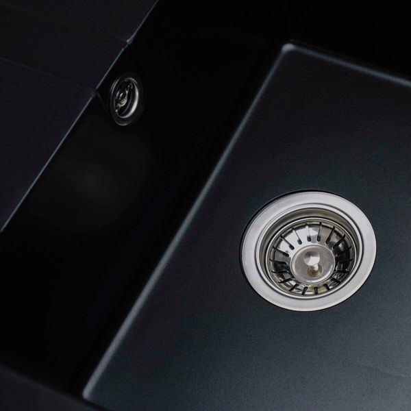 Гранитная мойка для кухни Platinum 5851 ARIA матовая Черная 4007 фото
