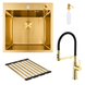 Комплект кухонної мийки Platinum 50*50 PVD ST4313 Gold SL2741 фото 1