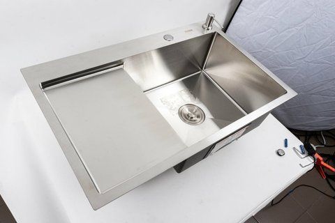 Кухонна мийка нержавійка 78*50 R Platinum Handmade (круглий сифон 3.0/0.8) 44564 фото
