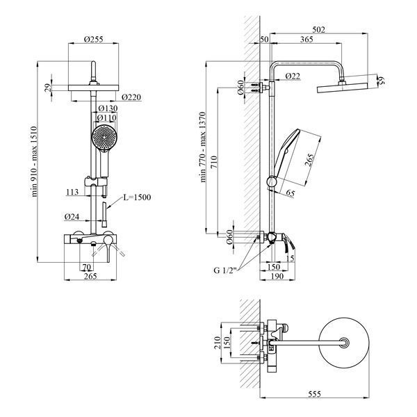 Душевая система Kroner KRP Axis Line-GRP063 CV036838 фото