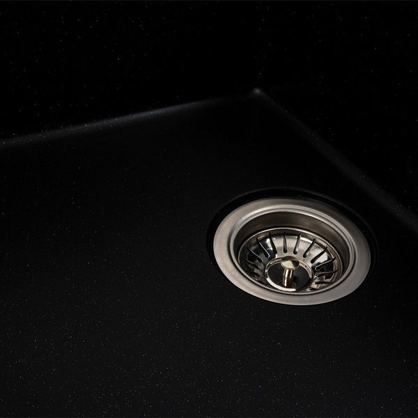 Гранітна мийка для кухні Platinum 6250 ZIRKONE матовий Чорний металік 41602 фото