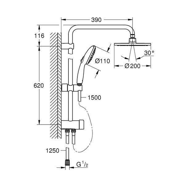 Душова система Grohe QuickFix Vitalio Start 200 26991001 CV034813 фото