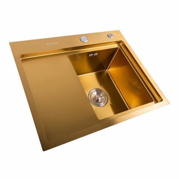Кухонна мийка Platinum Handmade PVD мідна 580x480x220 R (3,0/1,5 мм корзина та дозатор в комплекті) 885 фото