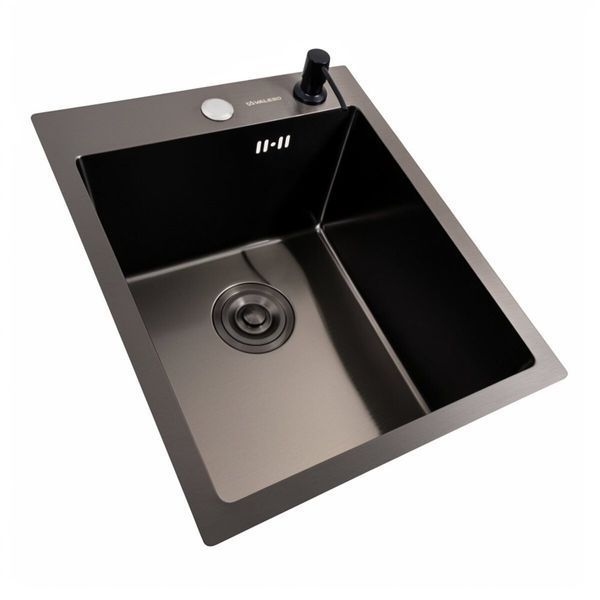 Кухонна мийка PVD чорна 40*50 VALESO Handmade (сифон крулий 3,0/0,8) 45912 фото