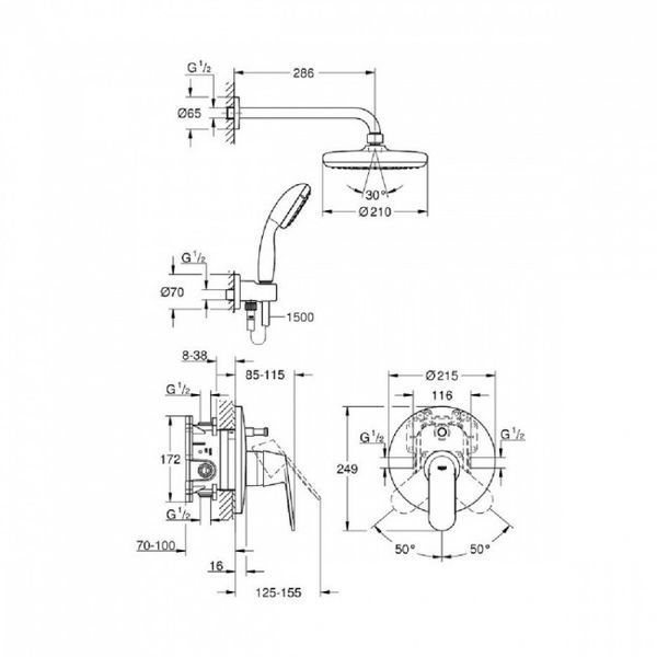 Душова система Eurosmart Cosmopolitan (25183001), Grohe 25183001 фото