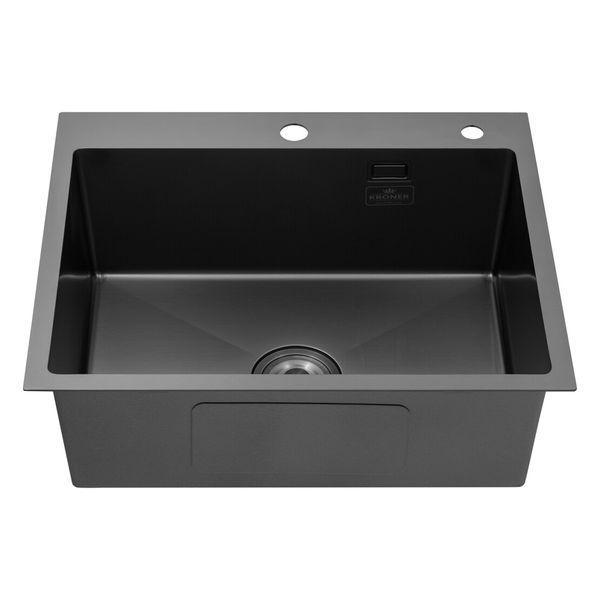 Комплект кухонной мойки Kroner KRP Schwarze 60х50HM PVD ST05 Grafite SL43872 фото