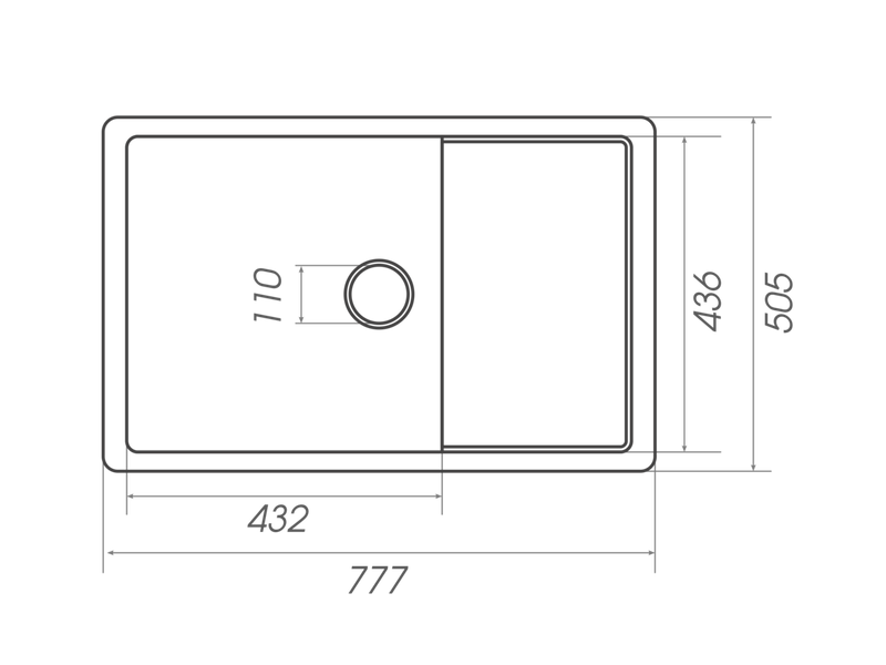 Гранитная мойка для кухни Platinum CUBE 7850 матовая Топаз 49138 фото