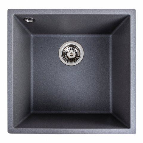 Гранітна мийка для кухні Platinum 4040 RUBA матовий сірий мусон 41647 фото