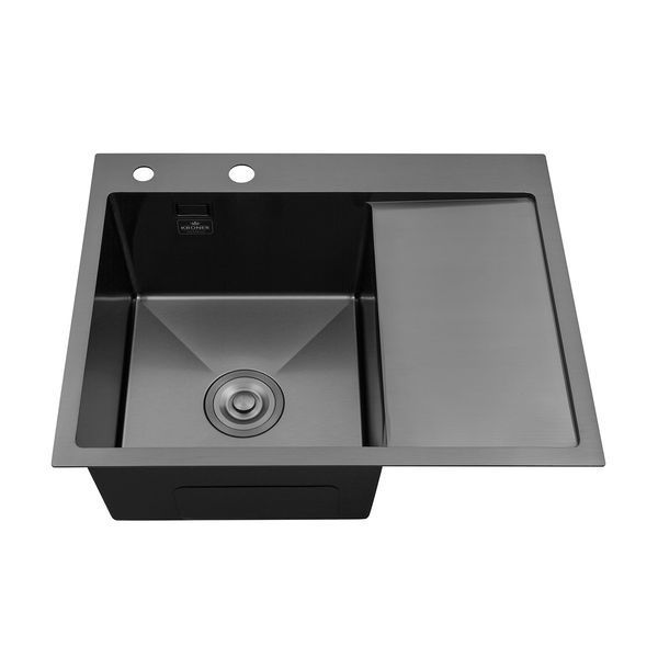 Кухонна мийка Kroner KRP Schwarze - 6350LHM PVD (3.0/1.0 мм) CV031322 фото