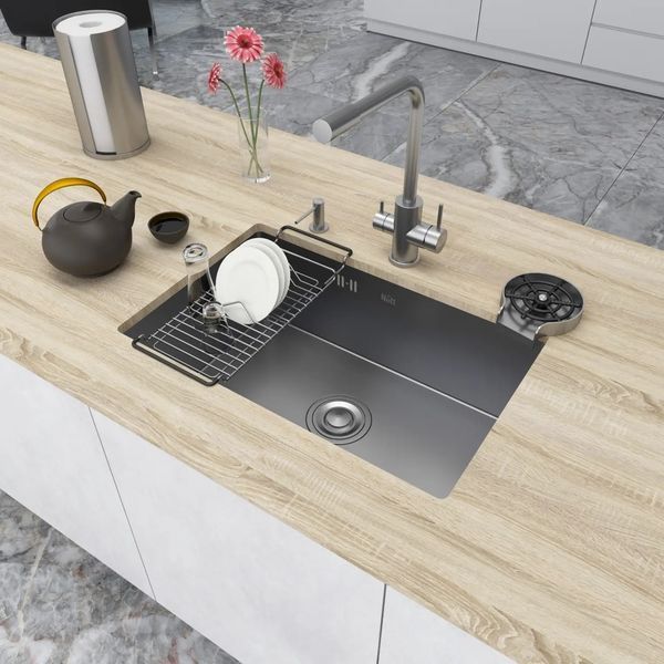 Кухонна мийка з нержавійки під стільницю 1.5 мм Nett NS-6845 268 фото