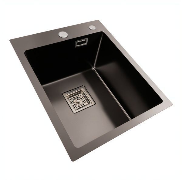 40*50 Мийка PVD чорна Platinum Handmade HSBB (квадратний сифон, 3.0,/1.0) 40627 фото