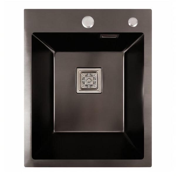 40*50 Мийка PVD чорна Platinum Handmade HSBB (квадратний сифон, 3.0,/1.0) 40627 фото