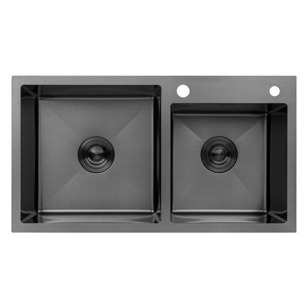 Комплект кухонної мийки Kroner KRP Schwarze - 7843ZHM PVD ST4303 ST42461 фото