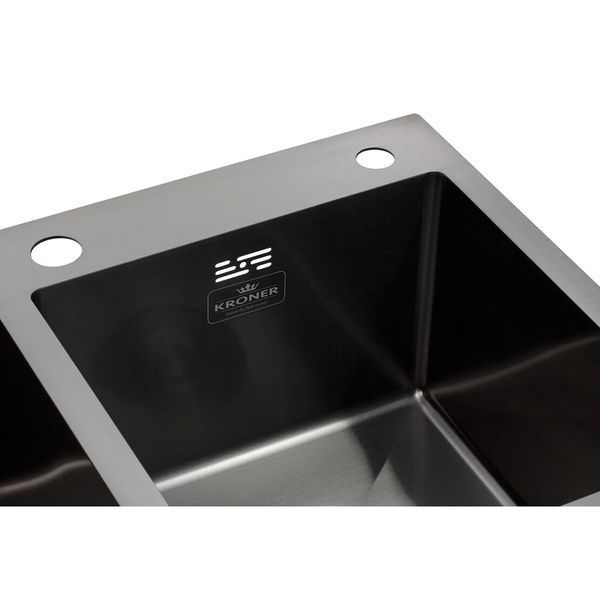 Комплект кухонної мийки Kroner KRP Schwarze - 7843ZHM PVD ST4303 ST42461 фото