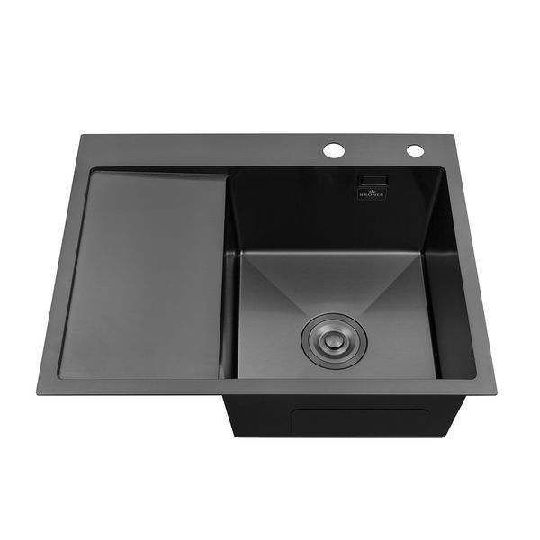 Кухонна мийка Kroner KRP Schwarze - 6350RHM PVD (3.0/1.0 мм) CV031323 фото