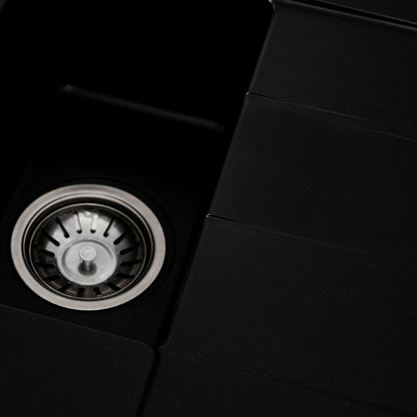 Гранітна мийка для кухні Platinum 7850W TOSKANA матова Чорна 3664 фото