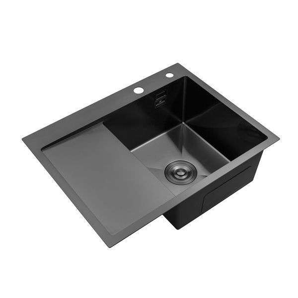 Кухонна мийка Kroner KRP Schwarze - 6350RHM PVD (3.0/1.0 мм) CV031323 фото