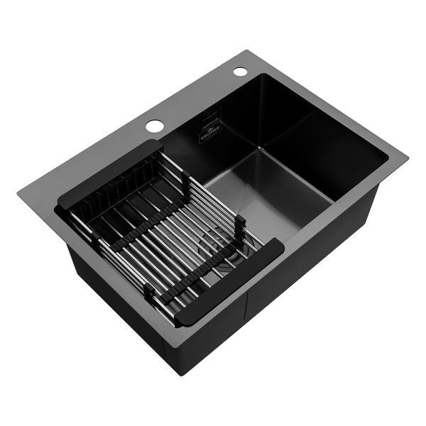 Комплект кухонной мойки Kroner KRP Schwarze 5843HM PVD BLK03 nero SL43357 фото