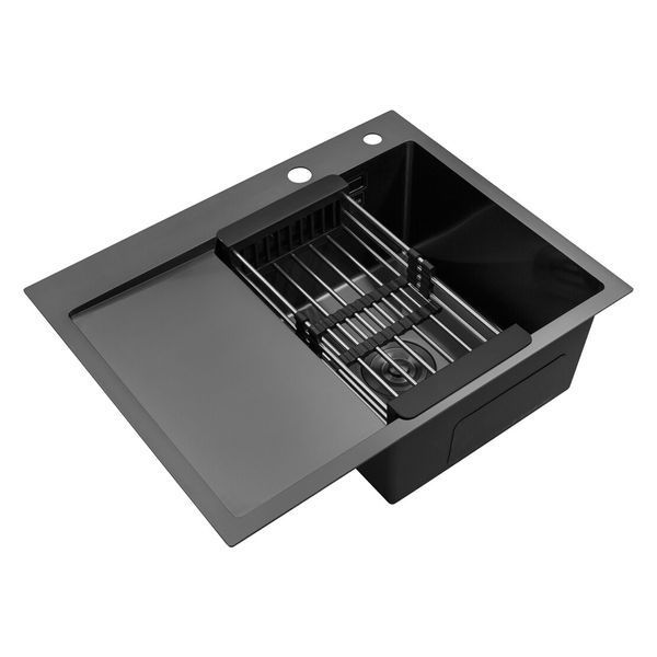 Комплект кухонної мийки Kroner KRP Schwarze 6350RHM PVD ST4303 SL42139 фото