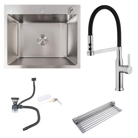 Комплект кухонної мийки Valeso 60х50HM BLK04 Kitchen Line SL73718 фото